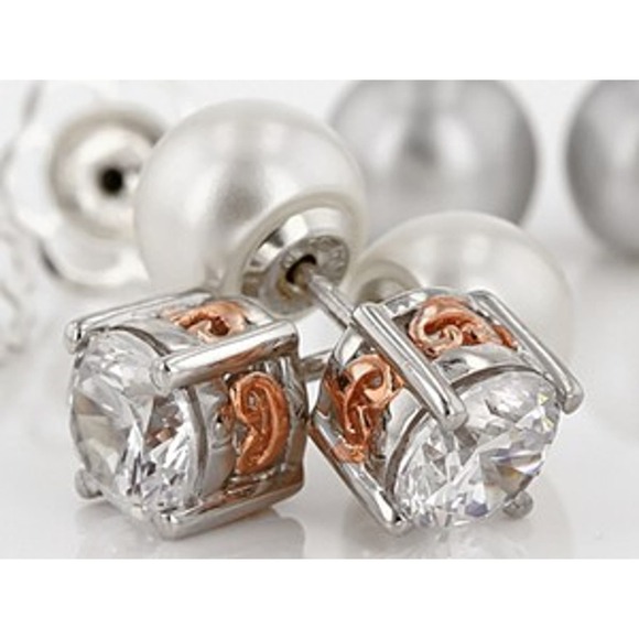 Round 3.87 Diamond Simulant Stud Multi Gem Hypoallergic Stud Earring - Picture 8 of 11